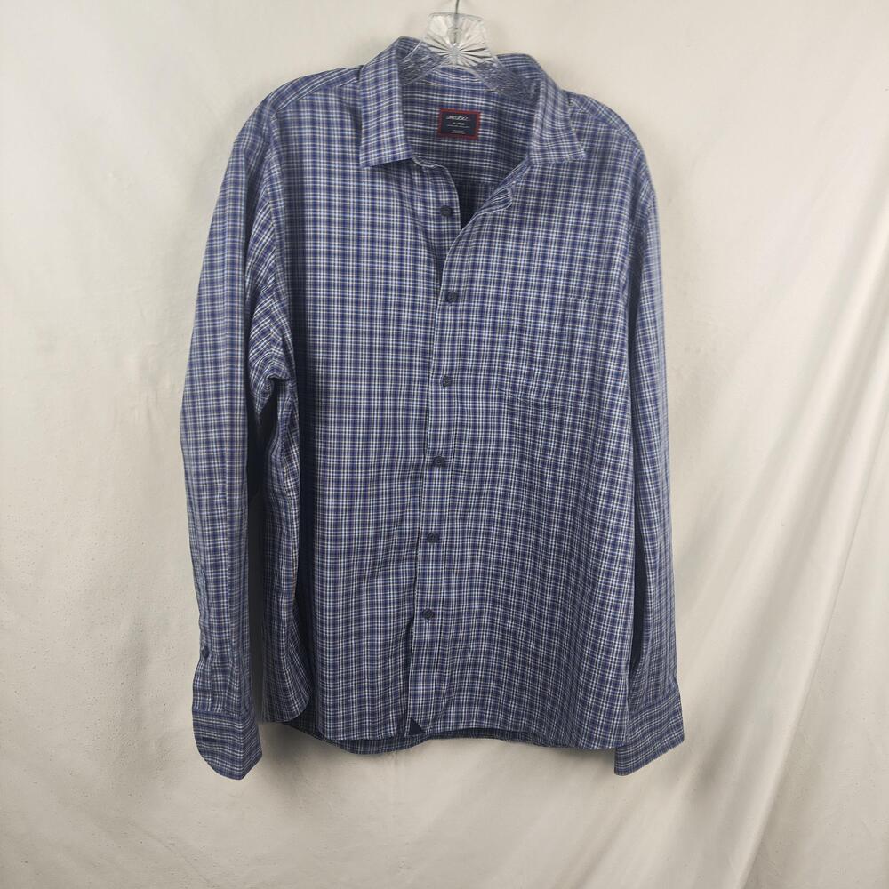 UNTUCKit Shirt Mens XL Blue Plaid Wrinkle Free Button Up Long Sleeve Casual